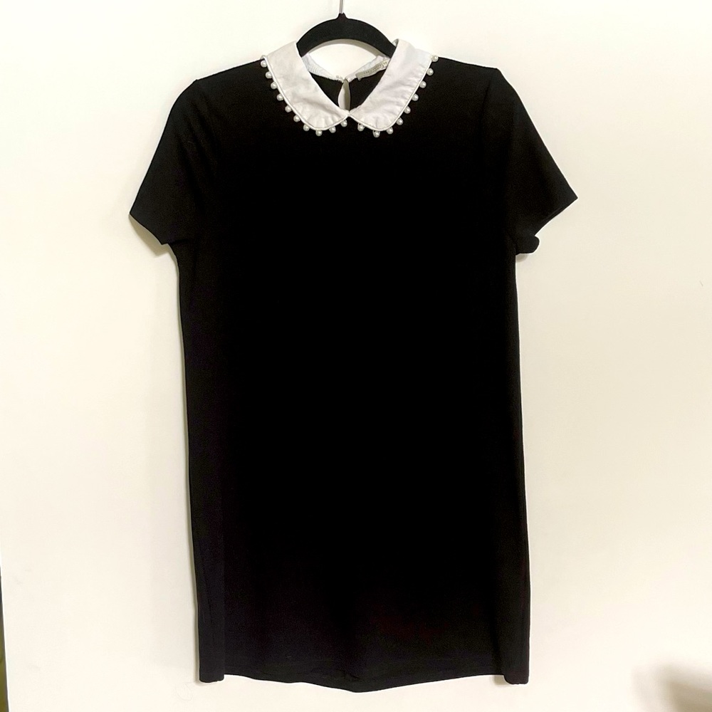 Zara black dress with Peter Pan collar